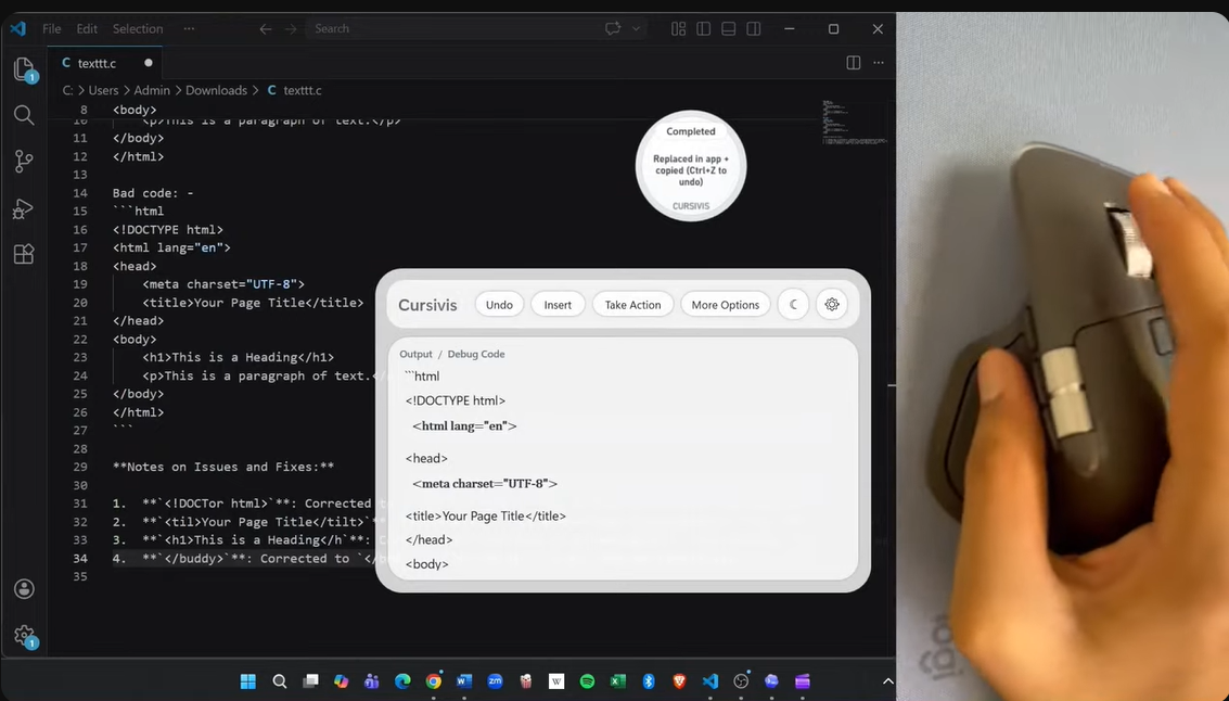 Cursivis debugging selected code